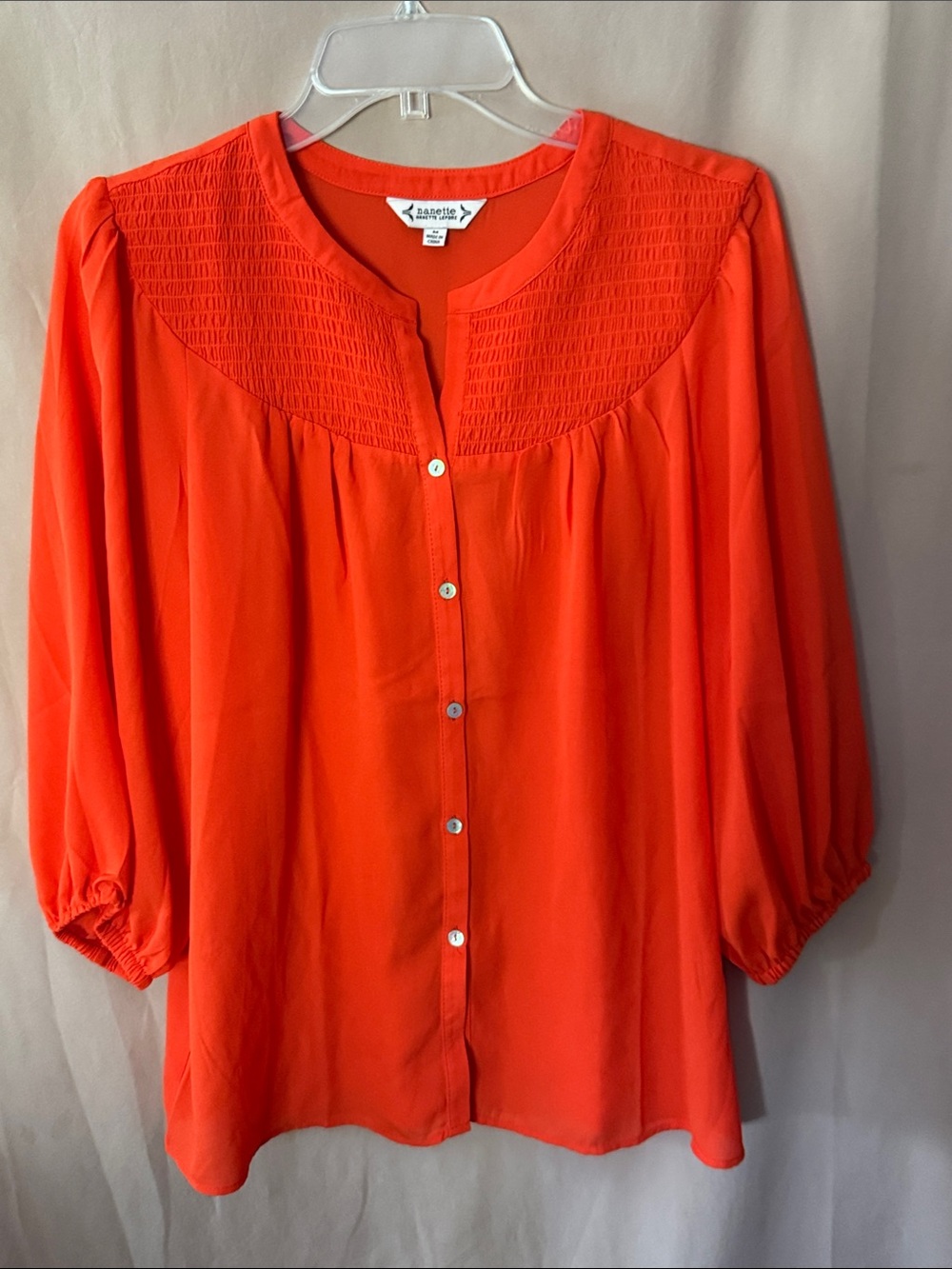 Nanette Lepore Vibrant Orange Button-Front Blouse